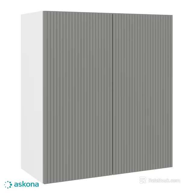 Minimalist Gray Wardrobe With Vertical Stripes And Double Doors Design 3d model 