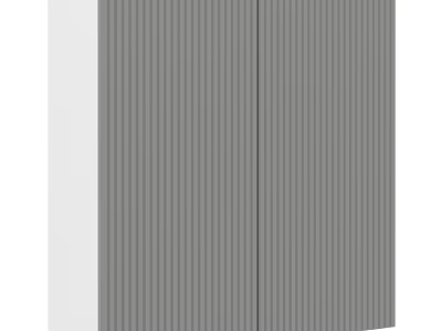 Minimalist Gray Wardrobe With Vertical Stripes And Double Doors Design 3d model