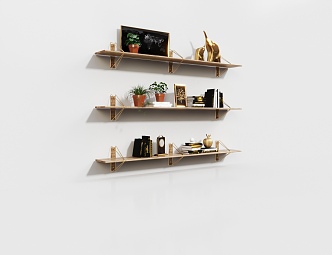 Modern Wall Storage Rack Solid Wood Wall Shelf Decorative Rack Storage Rack 3d model