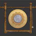 Traditional Chinese Gong Musical Instrument With Wooden Stand And Golden Decorative Pattern