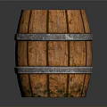 Vintage Wooden Barrel With Red Cross And Metal Hoops For Household Storage