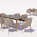 Modern Square Dining Table Set With Marble Top And Upholstered Chairs 3d model