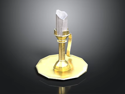 Gold Candle Holder With Transparent Crystal Top And Decorative Base Design 3d model