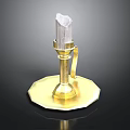 Gold Candle Holder With Transparent Crystal Top And Decorative Base Design