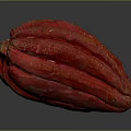 Fresh Ripe Red Cocoa Pod With Textured Skin On Gray Reflective Surface