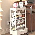 White Multi Tiered Book Shelf With Neatly Arranged Books And Magazines In Study Corner