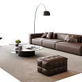 Modern Italian Sofa Coffee Table Combination Leather Sofa Multi-Person Sofa Single-Person Sofa Floor Lamp Side Table Decoration Sofa Stool 3d model