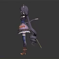3D Anime Character With Cat Ears Purple Hair And Colorful Costume Design