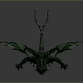 Green Winged Monster Game Movie Character With Tentacled Head And Scaly Body