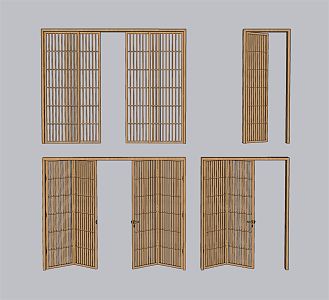 Japanese Style Folding Door Solid Wood Folding Door 3d model