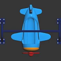 Children's Airplane Shaped Swing Set With Blue Metal Frame Red Propeller And Yellow Details