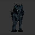 Mythical Wolf Game Movie Character 3D Model With Glowing Eyes Sharp Features And Stone Texture