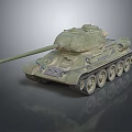 Realistic Military Tank 3D Model With Green Camouflage Turret Tracks And Cannon Barrel