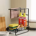 Practical Kitchenware Organizer Rack With Dish Soap Sponge Cutting Board And Towel