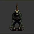 3D Animated Spinosaurus Dinosaur Character With Colorful Red Yellow Sail And Green Body
