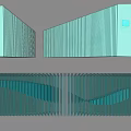Modern Sculptural Art with Geometric Shapes Blue Green Hues Striped Patterns and Wave Structures
