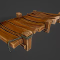 Rustic Scene Components With Slatted Wooden Platform Stone Slabs And Crate