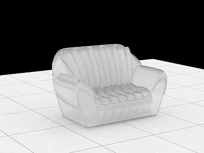 Transparent Single Sofa on White Tile Floor with Black Background 3d model