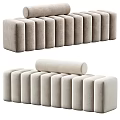 Modern Beige Upholstered Sofa Bench With Cylindrical Modules And Soft Cushion Design 3d model