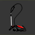 Red Vacuum Cleaner With Black Handle And Hose Bottom Wheels Design