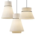 Modern Fabric Pendant Lights With Pleated Shades In Set Of Three