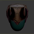 Pair of Futuristic Metallic Helmets With Ornate Horns Suspended In Dark Background