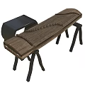 Traditional Wooden Stringed Instrument With Black Soundbox And Metal Stand Legs