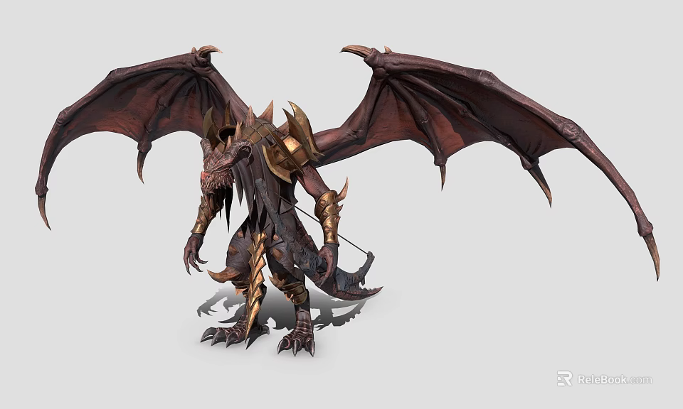 Game Movie Fantasy Dragon Character With Armored Body And Wings 3d model 