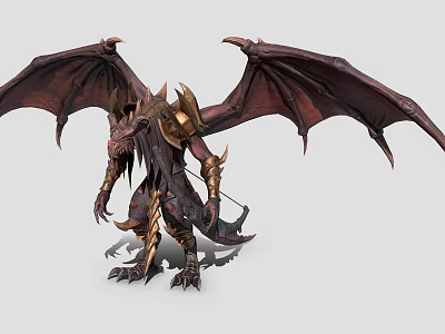 Game Movie Fantasy Dragon Character With Armored Body And Wings 3d model