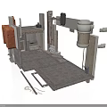 Heavy Duty Industrial Metal Equipment Featuring Platform Structure And Cylindrical Components