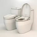 Modern White Toilets Featuring Smart Bidet Functions And Sleek Design 3d model