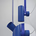 Blue Modern Pendant Light With Cylindrical Design And Unique Hanging Structure For Interior 3d model