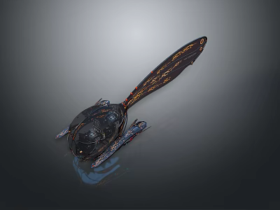Futuristic Aerodynamic Mechanical Structure With Sleek Black Orange Glossy Design 3d model