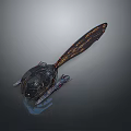 Futuristic Aerodynamic Mechanical Structure With Sleek Black Orange Glossy Design