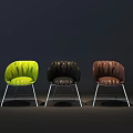 Modern Dining Chairs With Green Black Brown Pleated Seats And Metal Legs