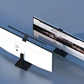 Dual Modern Computer Monitors With Ergonomic Stand For Workspace Display Setup 3d model