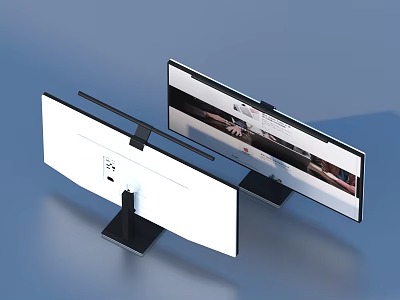 Dual Modern Computer Monitors With Ergonomic Stand For Workspace Display Setup 3d model