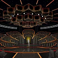 Modern Themed Stage With Illuminated Decor And Audience Area 3d model