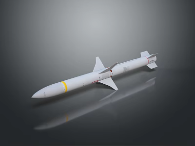 Advanced Fighter Jet Equipped With White Missile Featuring Yellow Stripe Design 3d model