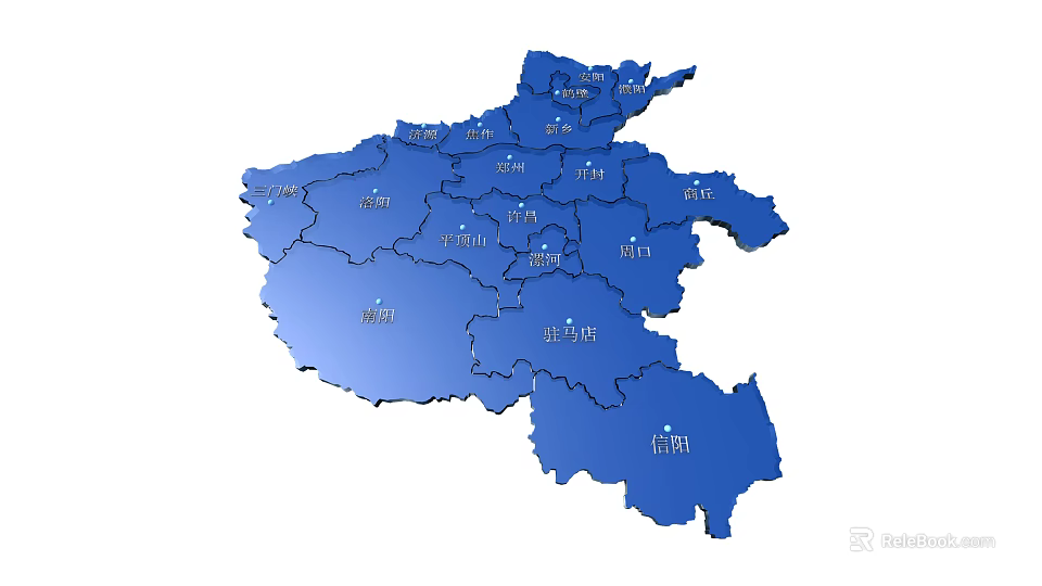 Blue China Map Wall Decor With Provincial Labels And Detailed Design 3d model 