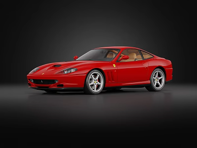 Red Ferrari Style Sports Car 1996 Ferrari 550 Maranello Print Classic Car 3d model