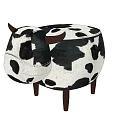 Cute Kids Cow Shaped Chair With Black White Spots And Wooden Legs