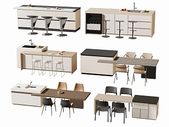 Modern Western Kitchen Bar Nakajima Dining Table and Chair Dining Island Table 3d model