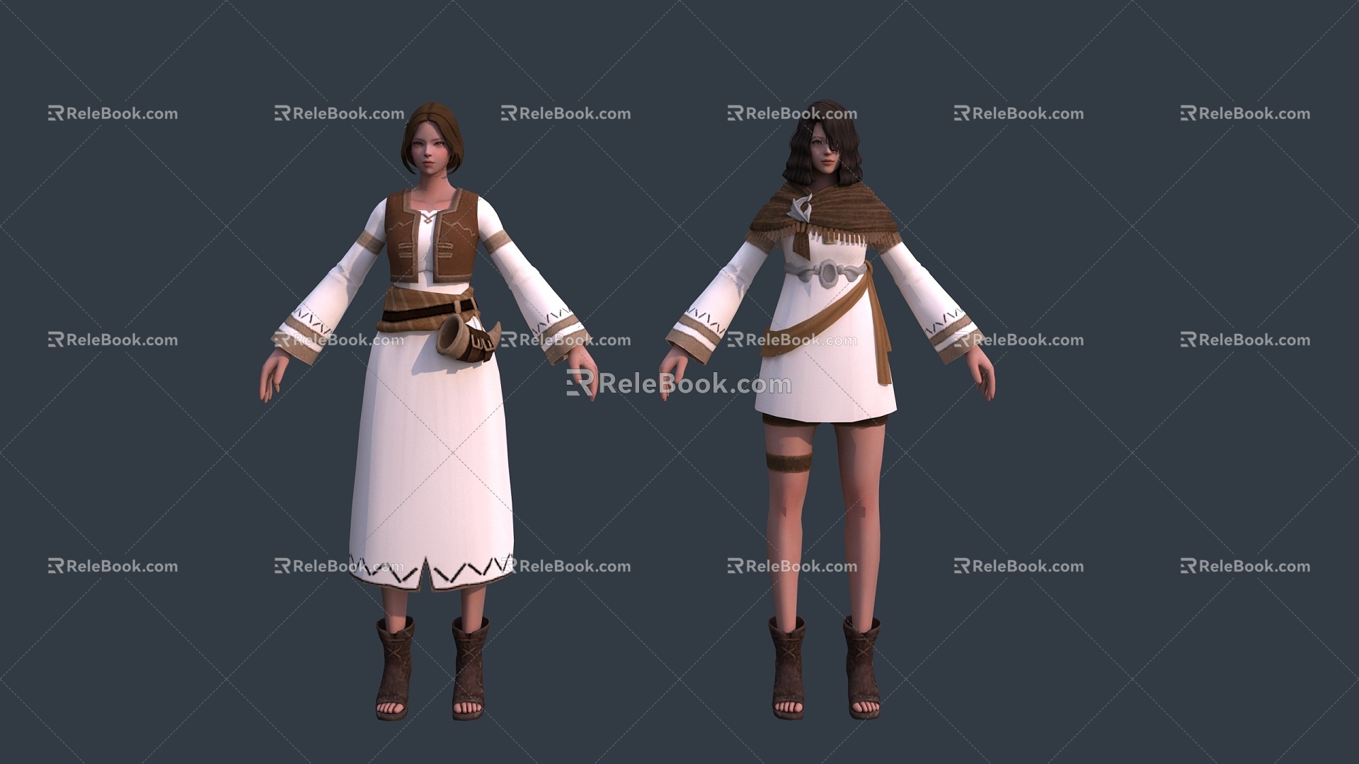 European medieval beauty girl lady warrior knight ranger bounty hunter 3d model