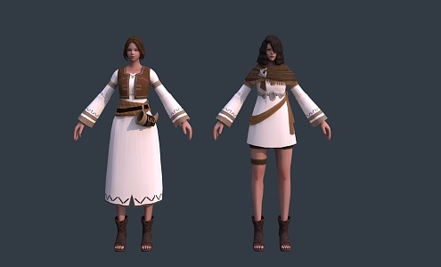 European medieval beauty girl lady warrior knight ranger bounty hunter 3d model