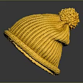 Bright Yellow Knitted Hat with Pom Pom on Top for Winter Fashion Style
