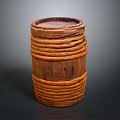 Handcrafted Wooden Barrel With Woven Strips Natural Texture And Rustic Design