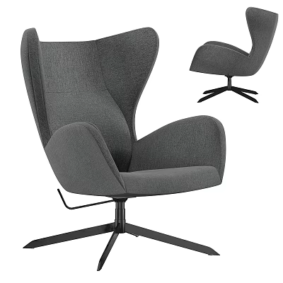Modern Gray Office Chair With Comfortable Wide Backrest And Swivel Five Star Base 3d model