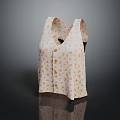 Women's Beige Sleeveless Vest With Orange Floral Print And Button Design