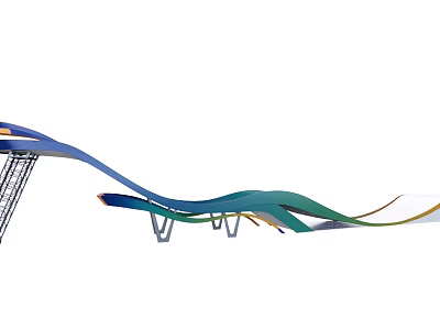 Colorful Wave Shaped Sports Equipment With Metal Supports And Multiple Diving Boards 3d model
